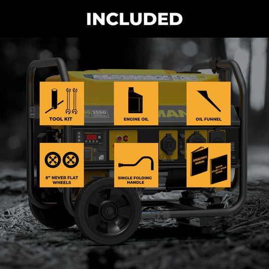 Firman Gas Portable Generator 4450W Recoil Start 120V with CO alert p03503 - Backup Generator Store