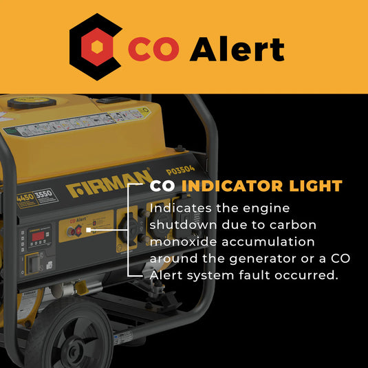 Firman Gas Portable Generator 4450W Recoil Start 120V with CO alert p03504 - Backup Generator Store