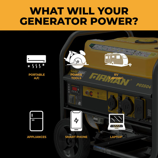 Firman Gas Portable Generator 4450W Recoil Start 120V with CO alert p03504 - Backup Generator Store