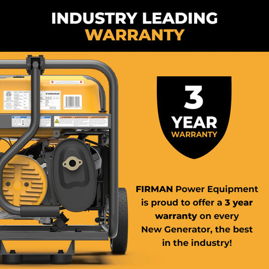 Firman Gas Portable Generator 4450W Recoil Start 120V with CO alert p03504 - Backup Generator Store
