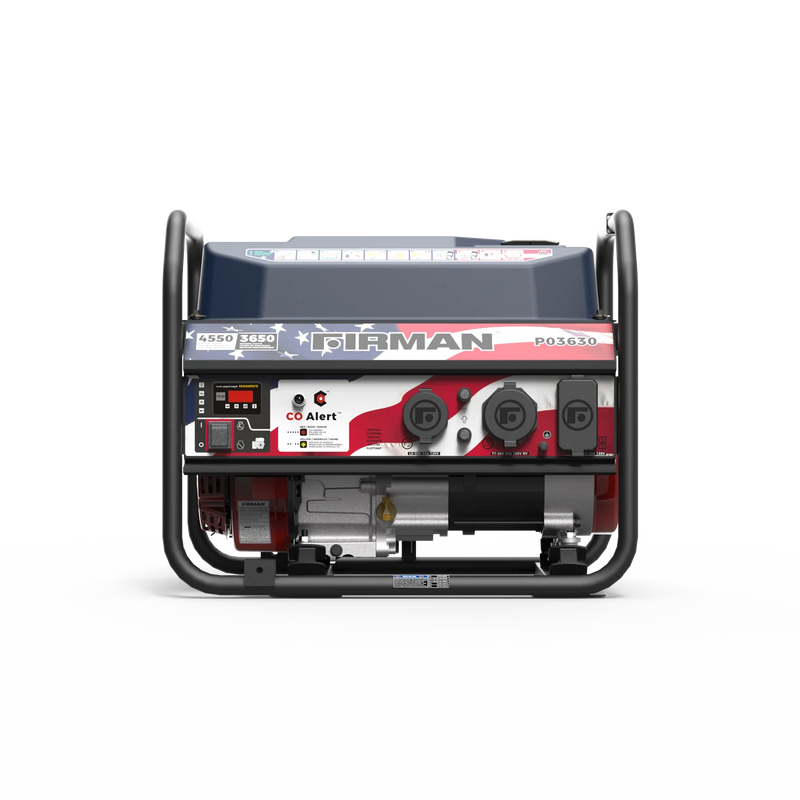 Load image into Gallery viewer, Firman Gas Portable Generator 4550/3650W Recoil Start With CO Alert Stars &amp; Stripes p03630
