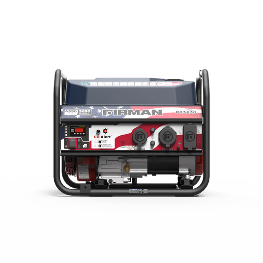 Firman Gas Portable Generator 4550/3650W Recoil Start With CO Alert Stars & Stripes p03630