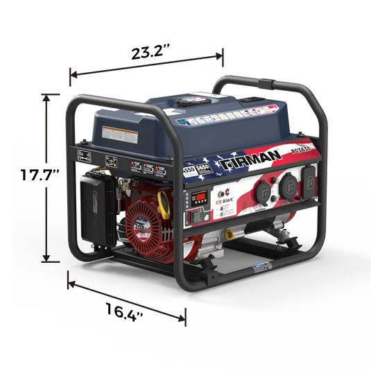 Firman Gas Portable Generator 4550/3650W Recoil Start With CO Alert Stars & Stripes p03630