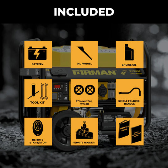 Firman Gas Portable Generator 4550/3650W Remote Start 120/240V CO Alert  p03632 - Backup Generator Store