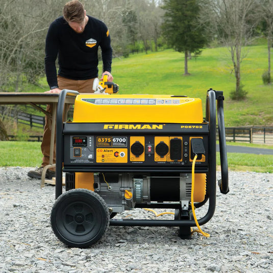 Firman Gas Portable Generator 8375W Recoil Start 120/240V With CO Alert p06702 - Backup Generator Store