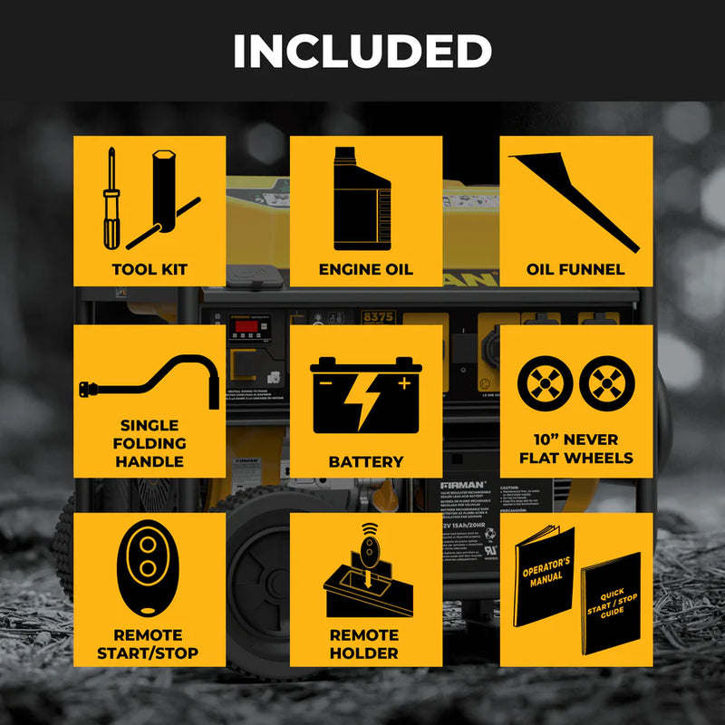 Load image into Gallery viewer, Firman GAS PORTABLE GENERATOR 8375W REMOTE START 120/240V  p06707 - Backup Generator Store
