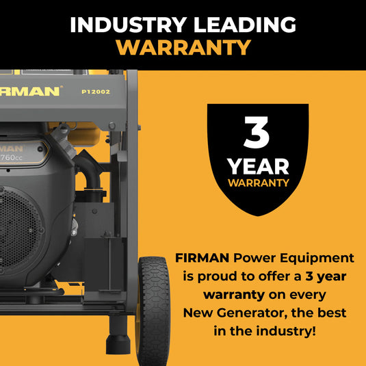 Firman Gas Portable Generator 15000W Electric Start 120/240V with CO Alert p12002