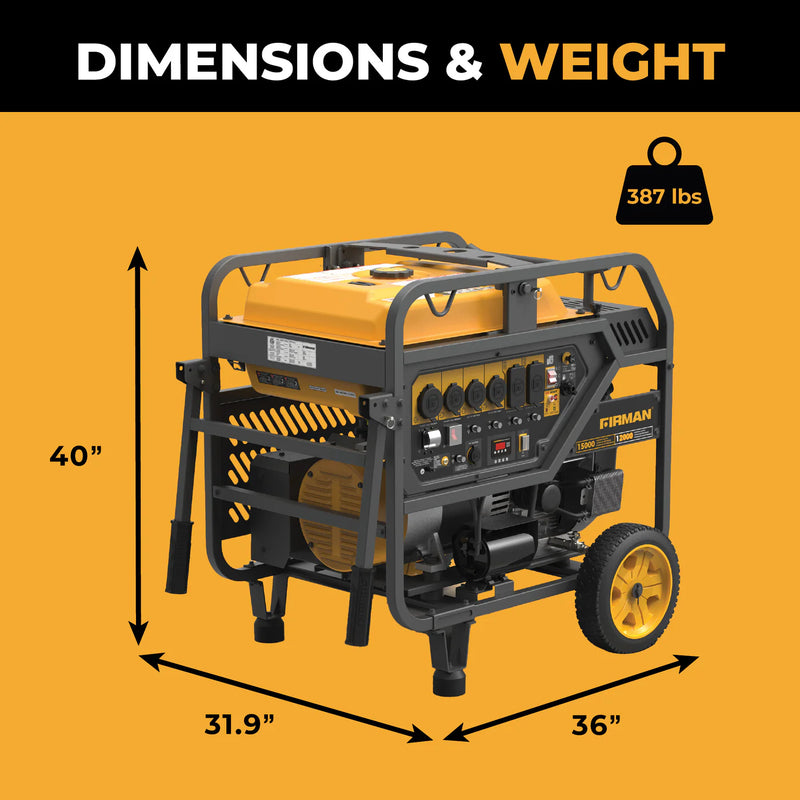 Load image into Gallery viewer, Firman Gas Portable Generator 15000W Electric Start 120/240V with CO Alert p12002
