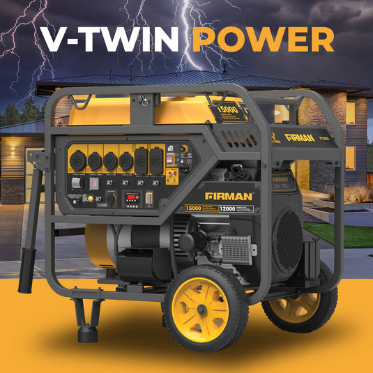 Firman Gas Portable Generator 15000W Electric Start 120/240V with CO Alert p12002