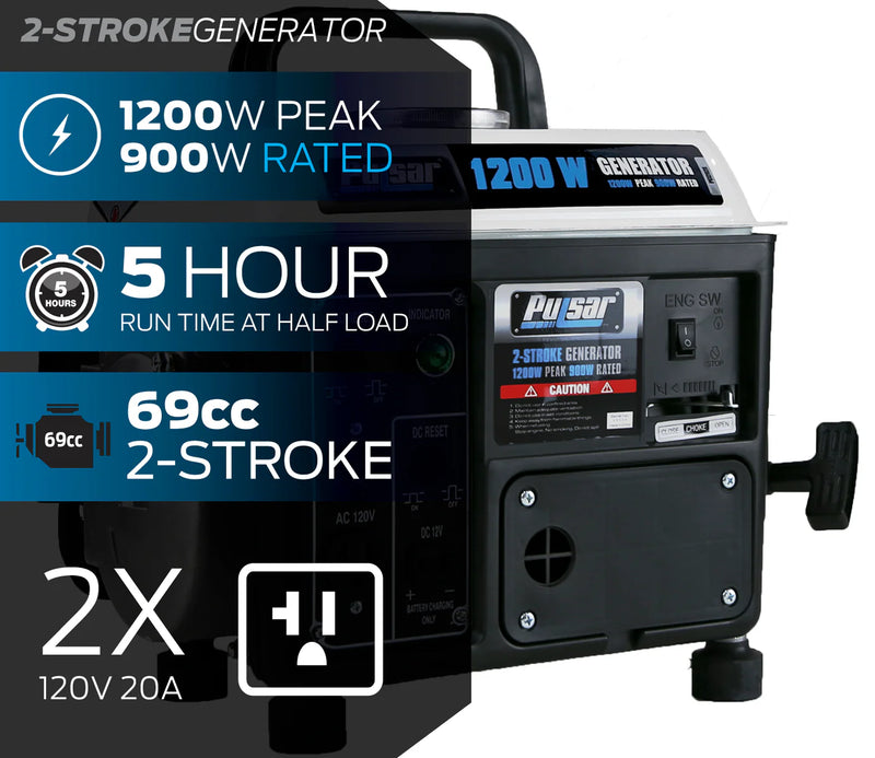 Load image into Gallery viewer, Pulsar 1,200 Watt 2-Cycle Generator PG1202SA
