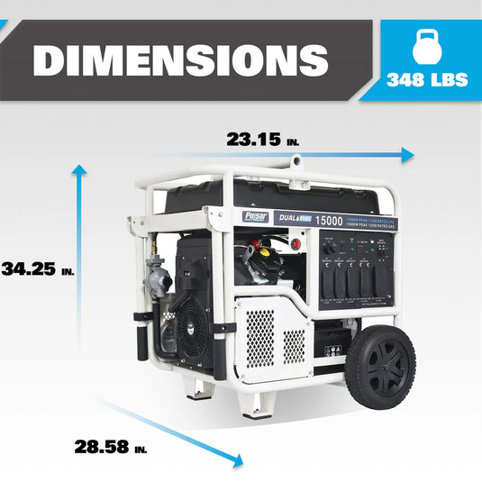 Pulsar 15,000 Watt Dual-Fuel Portable Generator with CO Sentry PG15KVTWBCO