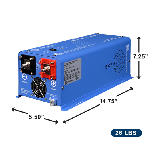 AIMS Industrial 1000 Watt 12V Low Frequency Pure Sine Inverter ETL Listed Conforms to UL458/CSA PILF10W12V120V