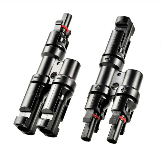 Rich Solar 30Ft 10 Gauge Solar Panel Extension Cable with Male and Female Solar Connector Ends and Parallel Connectors | Pair of 10AWG Red and Black Extension Wire and Parallel Connectors | Choose Cable Length: 30ft, 50ft RS-30102T2
