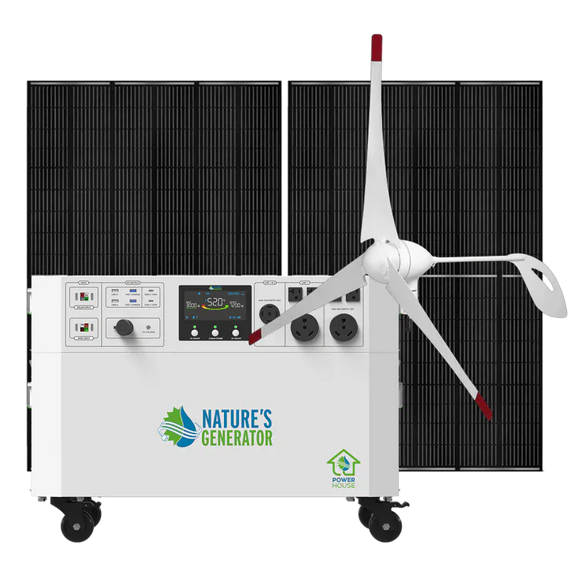 Load image into Gallery viewer, Nature's Generator Powerhouse V2 Solar + 2X 410W Solar Panel+ 350W Wind Turbine NGPHAUW
