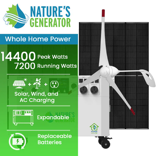 Nature's Generator Powerhouse V2 Solar +Power Pod + 8X 410W Solar Panel+ 350W Wind Turbine NGPHPTAW