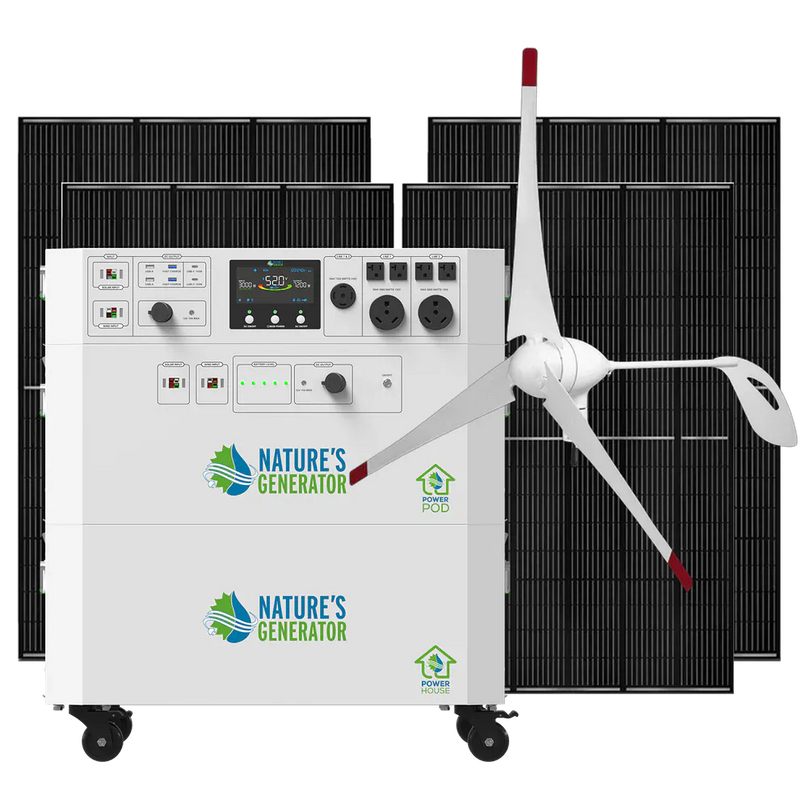 Load image into Gallery viewer, Nature's Generator Powerhouse V2 Solar +Power Pod + 4X 410W Solar Panel+ 350W Wind Turbine NGPHPTW
