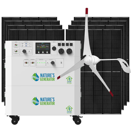 Nature's Generator Powerhouse V2 Solar +Power Pod + 8X 410W Solar Panel+ 350W Wind Turbine NGPHPTAW