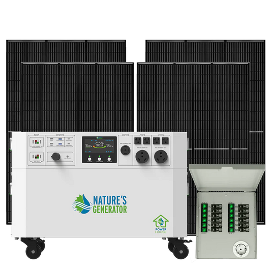 Nature's Generator Powerhouse V2 Solar Generator + 4X 410W Rigid Panel + Transfer Switch NGPHAUAP