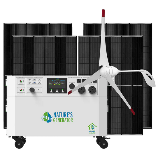 Nature's Generator Powerhouse V2 Solar + 4X 410W Solar Panel+ 350W Wind Turbine NGPHAUAW