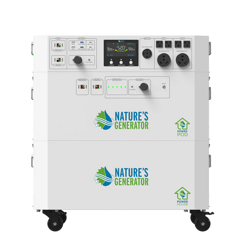 Load image into Gallery viewer, Nature's Generator Powerhouse V2 Solar +Power Pod + 8X 410W Solar Panel+ 350W Wind Turbine NGPHPTAW
