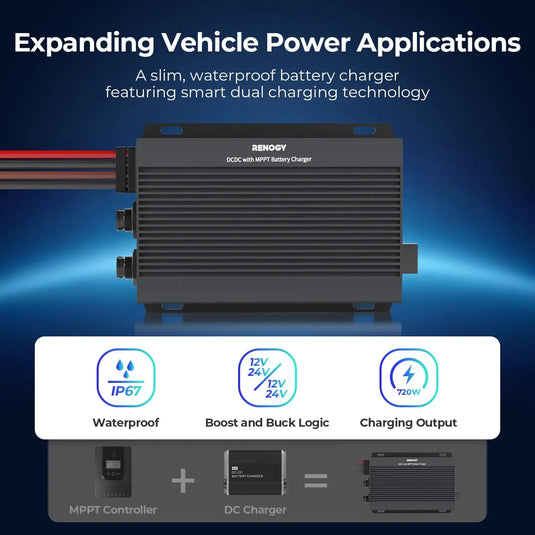 Renogy 50-Amp 12V/24V IP67 Waterproof DC-to-DC Battery Charger with MPPT RBC2125DS-21W-G3-US