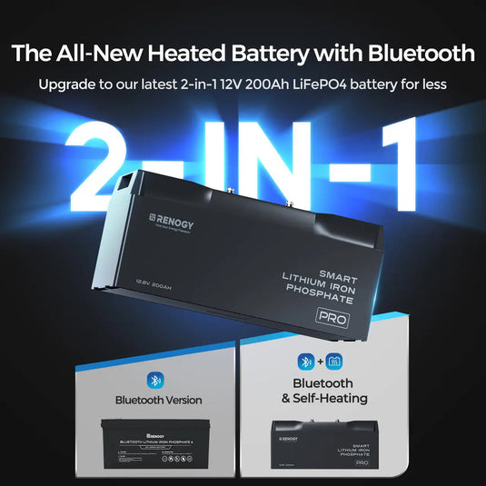 PRO 12-Volt 200Ah Smart Lithium Iron Phosphate Battery w/Bluetooth & Self-heating Function (2 Pack) RBT12200LFP-BTx2-US