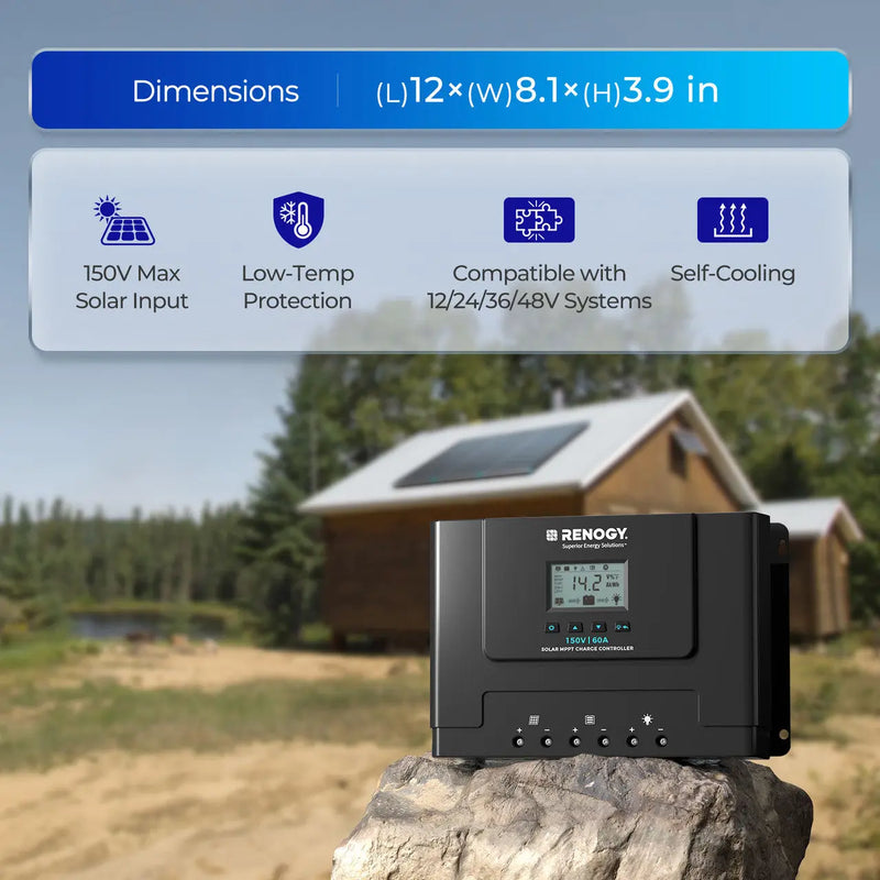 Load image into Gallery viewer, Renogy Rover Lite 12V/ 24V/ 36V/ 48V 60A MPPT Solar Charge Controller RCC60RVRE-G1-US
