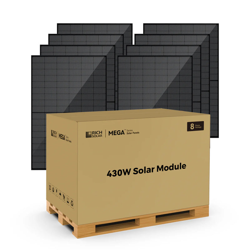 Load image into Gallery viewer, Rich Solar MEGA 430 BIFACIAL | 430W Bifacial N-Type Solar Panel | Premium 24V Grid-tie or Off-grid Solar Panel for Residential, Commercial, Agriculture | 25-Year Output Warranty RS-M430BF-8
