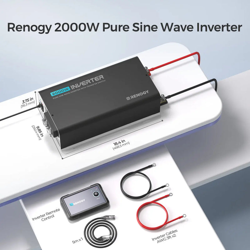 Load image into Gallery viewer, Renogy 2000W 12V Pure Sine Wave Inverter with UPS Transfer Switch and Built-in Bluetooth RIV1220PU-126-G1-US
