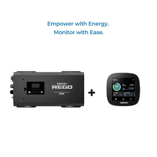 Renogy REGO 12V 3000W Pure Sine Wave Inverter Charger w/ LCD Display + Renogy ONE Core RIV1230RCL-1SS-W02W-US