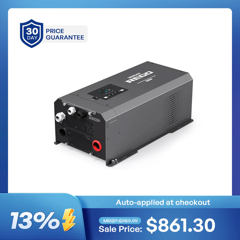 Load image into Gallery viewer, Renogy REGO 12V 3000W Pure Sine Wave Inverter Charger w/ LCD Display RIV1230RCL-1SS-G2-US
