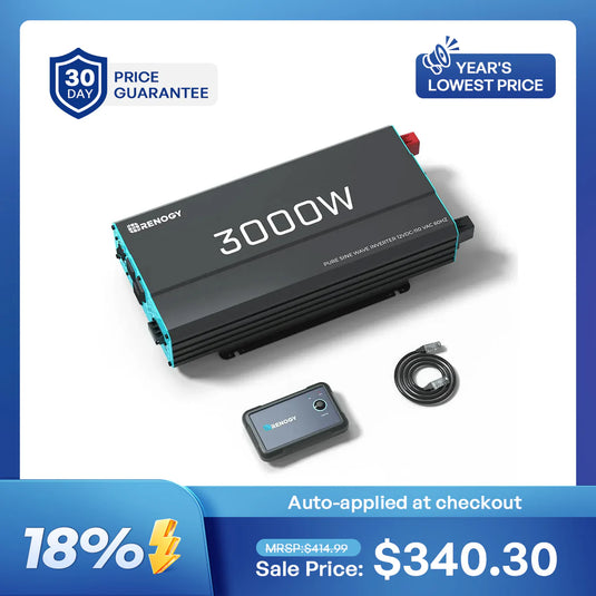 Renogy 3000-Watt 12-Volt Pure Sine Wave Inverter RNG-INVT-3000-12V-P2-G3-US
