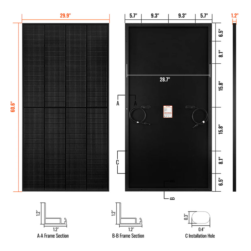 Load image into Gallery viewer, Rich Solar MEGA 250 PRO ONYX | 250 Watt 24 Volt Solar Panel | Premium 24V Off-Grid Solar Panel for Campers, Tiny Homes, Cabins | 25-Year Output Warranty RS-M250PB
