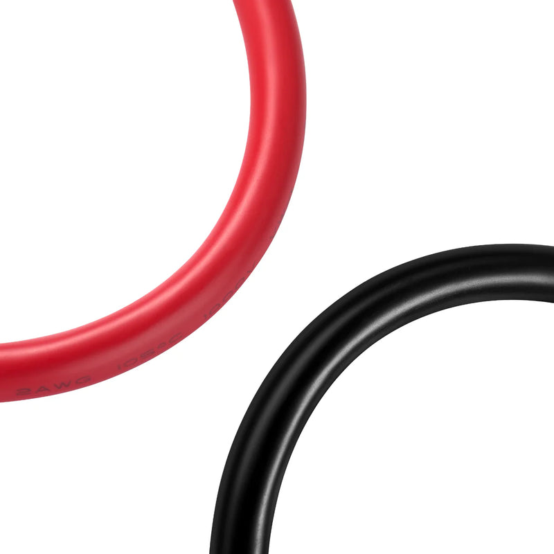 Load image into Gallery viewer, Rich Solar 10Ft 2 Gauge 5/16” Battery Cables | Pair of 2AWG Red and Black Pure Copper Inverter Battery Cables with 5/16” Lugs RS-2A10F5
