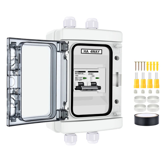 Rich Solar 120A 2 Pole Outdoor Circuit Breaker Box | Outdoor Circuit Breaker Box with 2 Poles and Solar Isolator Disconnect Switch: RS-CB2P120