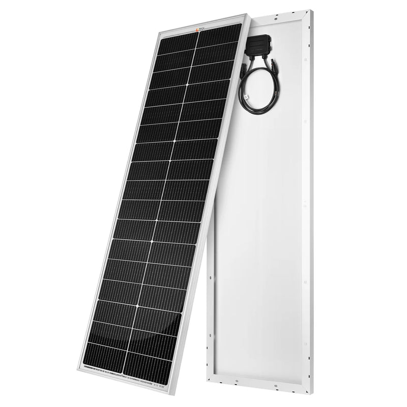 Load image into Gallery viewer, Rich Solar MEGA 100 SLIM | 100 Watt Slim Solar Panel | Compact 12V Off-Grid Narrow Solar Panel for Vans, Overlanders, Boats | 25-Year Output Warranty RS-M100SL25
