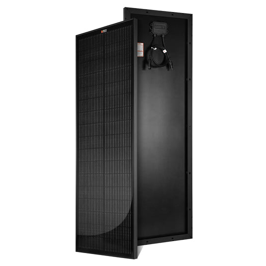 Rich Solar MEGA 100 SLIM ONYX | 100 Watt Slim Solar Panel | Compact 12V Off-Grid Narrow Solar Panel for Vans, Overlanders, Boats | 25-Year Output Warranty #RS-100SLB