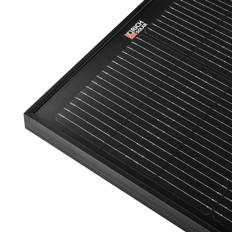 Load image into Gallery viewer, Rich Solar MEGA 100 SLIM ONYX | 100 Watt Slim Solar Panel | Compact 12V Off-Grid Narrow Solar Panel for Vans, Overlanders, Boats | 25-Year Output Warranty #RS-100SLB
