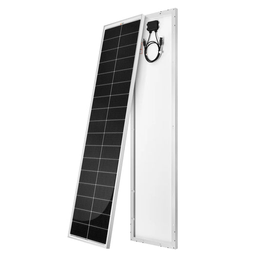 Rich Solar MEGA 130 SLIM | 130 Watt Slim Solar Panel | Compact 12V Narrow Panel for Vans, Campers, Boats | 25-Year Output Warranty RS-M130SL