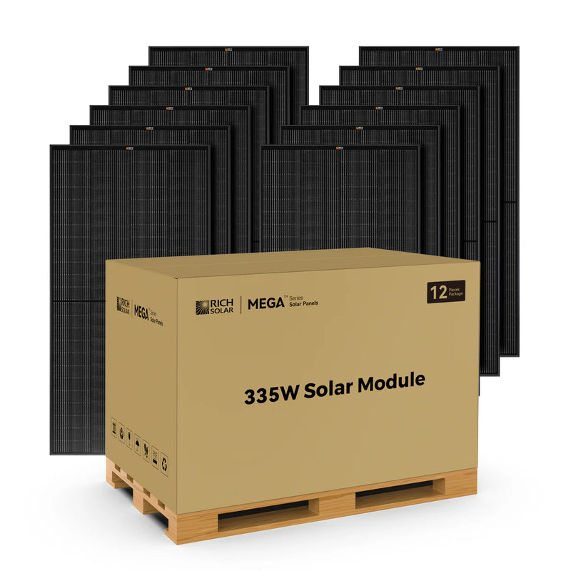Load image into Gallery viewer, Rich Solar MEGA 335 PRO BLACK | 335 Watt Solar Panel | Premium Grid-tie or Off-grid Solar Panel for Residential, Commercial, Agriculture | 25-Year Output Warranty RS-M335PB-12
