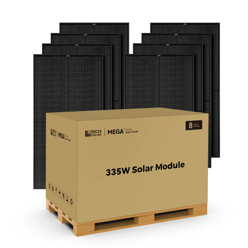 Load image into Gallery viewer, Rich Solar MEGA 335 PRO BLACK | 335 Watt Solar Panel | Premium Grid-tie or Off-grid Solar Panel for Residential, Commercial, Agriculture | 25-Year Output Warranty RS-M335PB-8
