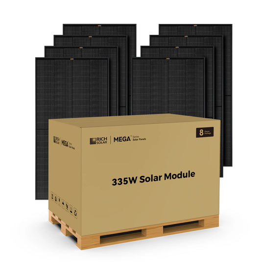 Rich Solar MEGA 335 PRO BLACK | 335 Watt Solar Panel | Premium Grid-tie or Off-grid Solar Panel for Residential, Commercial, Agriculture | 25-Year Output Warranty RS-M335PB-8