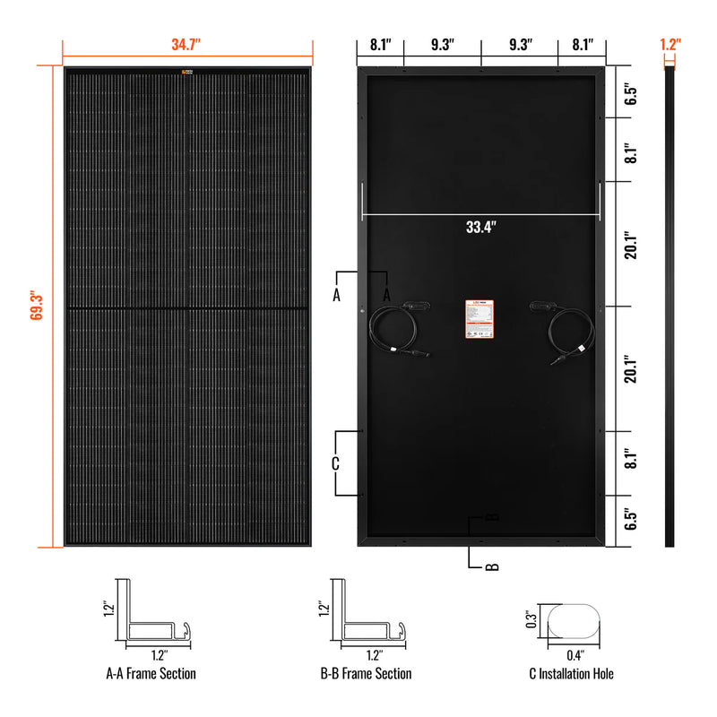 Load image into Gallery viewer, Rich Solar MEGA 335 PRO BLACK | 335 Watt Solar Panel | Premium Grid-tie or Off-grid Solar Panel for Residential, Commercial, Agriculture | 25-Year Output Warranty RS-M335PB-10
