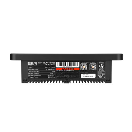 Rich Solar BRAVO PRO 40 | Premium 40A 12V/24V MPPT Flush Mount Solar Controller for RVs, Trailers, Campers, Vans, Boats, Off-Grid | With Bluetooth RS-MPPT40FB