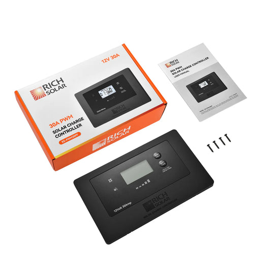 Rich Solar BRAVO AIR 30 | 30A Flush Mount PWM Solar Charge Controller | Bluetooth & Multi-Protection | Premium 12V 30A Controller for RVs, Trailers, Campers, Vans & Boats RS-PWM30PF