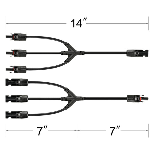 Rich Solar Y Branch Parallel Adapters 3-to-1 | 3-to-1 Weatherproof Parallel Adapters for Solar Panels | Easy to Install RS-Y3
