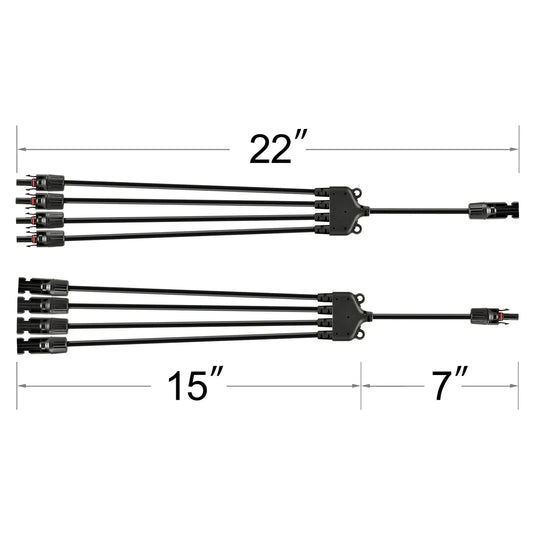 Rich Solar Y Branch Parallel Adapters 4-to-1 | 4-to-1 Weatherproof Parallel Adapters for Solar Panels | Easy to Install RS-Y4