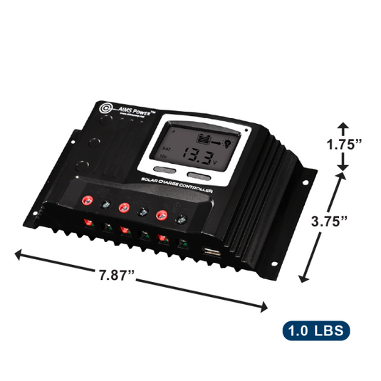 Aims 30 Amp Solar Charge Controller 12/24 Volt – Charges Lithium | Lead | Gel | AGM SCC30APWM