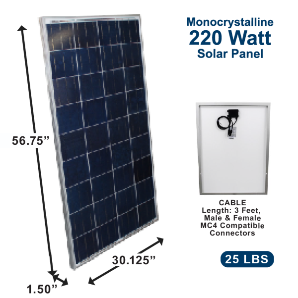 Load image into Gallery viewer, Aims 220 Watt Solar Panel Monocrystalline PV220MONO
