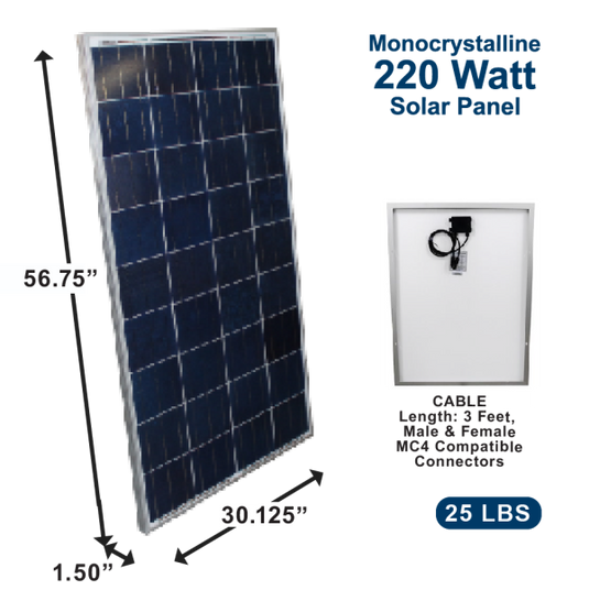 Aims 220 Watt Solar Panel Monocrystalline PV220MONO